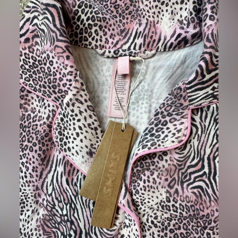 SKIMS NWT Women’s Long Sleep Set Bloom Mini Multi Animal Print - Picture 5 of 6